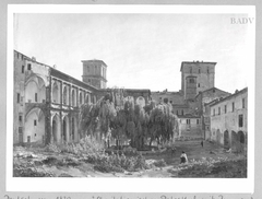 Italian courtyard and church by Thomas Ender