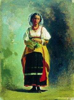 Italian Woman with a Basket of Flowers by Fyodor Bronnikov