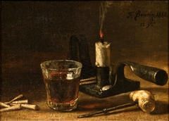 Kandelaar en glas by François Bonvin