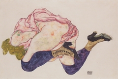 Kniende mit hinunter gebeugtem Kopf by Egon Schiele