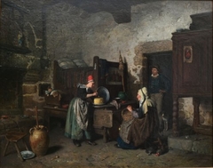 La Marchande de beurre ou Le Partage du beurre, intérieur breton by Herman van den Anker