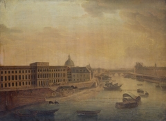 La monnaie, le collège des Quatre-Nations, le Pont Royal et le Louvre vus du Pont-Neuf, vers 1800 by Anonymous