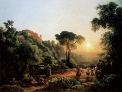 Landscape near Tivoli with Vintager Scens by Károly Markó