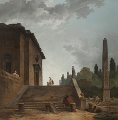 Landscape with a Stairs and Obelisk by Hubert Robert