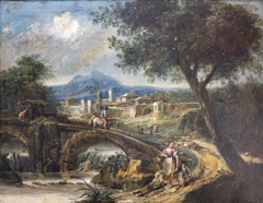 Landscape with Bridge by Antonio Diziani