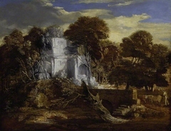 Landscape with Herdsman and Cows crossing a bridge by Thomas Gainsborough