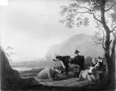 Landscape with Three Cows and Shepherds by Aelbert Cuyp