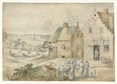 Landschap met de barmhartige Samaritaan by Jacob Grimmer