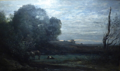 Le repos des chevaux by Jean-Baptiste-Camille Corot