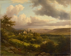 Luxemburgische Landschaft mit Blick auf Schloss Berg by Barend Cornelis Koekkoek