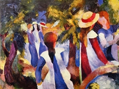 Mädchen unter Bäumen by August Macke