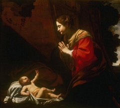 Mary Adoring the Christ child by Simon Vouet