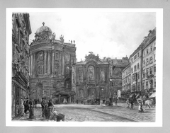 Michaeler Platz mit altem Burgtheater by Rudolf von Alt