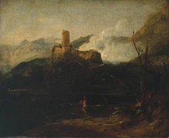 Mountain Scene with Castle, Probably Martigny by J. M. W. Turner