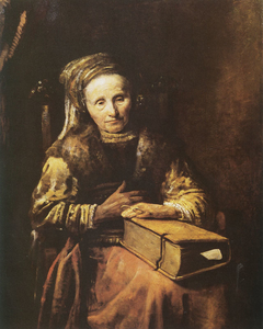 Old Woman with a Book by Karel van der Pluym