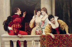 On the balcony by Eugene de Blaas