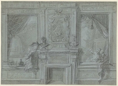 Ontwerp voor een kamerwand met schoorsteenstuk en beschilderingen by Cornelis Troost