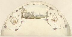 Ontwerp voor een waaierblad met een landschap by Unknown Artist