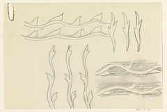 Ontwerpen voor een watermerk van een bankbiljet: gestileerde planten by Leo Gestel