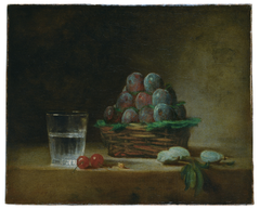 Panier de prunes, verre d'eau, cerises by Jean-Baptiste-Siméon Chardin