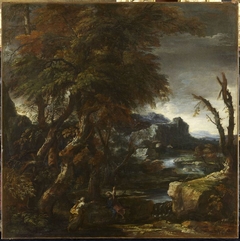 Paysage avec la tentation du Christ by Pietro Montanini