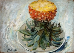 Pineapple on a plate. by Tadeusz Makowski