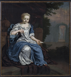 Portrait of een meisje dat bellen blaast by Jan Abel Wassenbergh