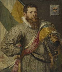 Portrait of Hendrick Jansz. Spijcker, called De Veer, as Flag Bearer by Hendrik Goltzius