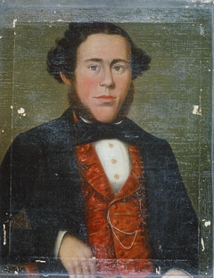 Portrait of man with red waistcoat by Anonymous