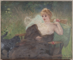 Portrait of Miss Amélie Diéterle, in 1913. Title : In June, Amélie Diéterle. by Alfred Philippe Roll