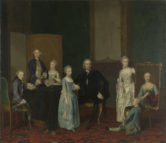 Portrait of Pieter Cornelis Hasselaer, Adviser to the Dutch East India Company and Burgomaster of Amsterdam, with his Family by George van der Mijn