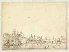 Rivierlandschap met vissers by Pieter de Molijn