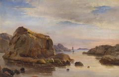 Rocky shore at Marstrand, Sweden. by Carl Frederik Sørensen