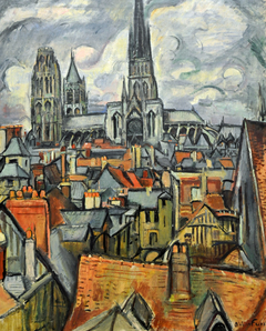 Roofs and Cathedral in Rouen by Othon Friesz