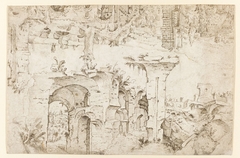 Ruïnes op de Palatijn in Rome by Maarten van Heemskerck