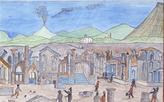 Ruins at Pompeii with Tourists by Lawrence W Ladd