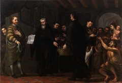 San Agustín repartiendo los bienes de los ricos entre los pobres by José García Hidalgo