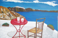 Santorini, coffee time by Tasso Pappas