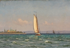 Seascape with a Dutch cuf off the coast of Kronborg Castle Vilhelm by Vilhelm Arnesen