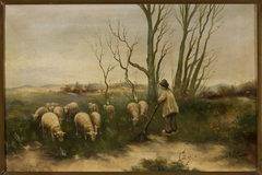 Shepherd and sheep by Anton Mauve