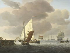 Ships near the Coast in windy Weather by Willem van de Velde II