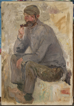 Sitting fisherman with a pipe by Tadeusz Makowski