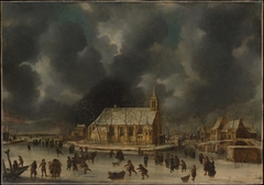 Skating at Sloten, near Amsterdam by Jan Abrahamsz Beerstraaten