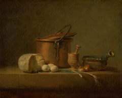 Still Life with Copper Pot, Cheese and Eggs by Jean-Baptiste-Siméon Chardin