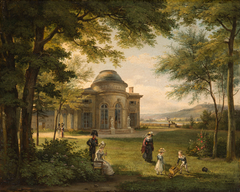 The Family of Charles Ferdinand, Duke of Berry (1778-1820) in the Grounds of the Château of Bagatelle by François-Edmée Ricois