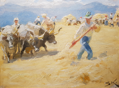 Thrashing in Abruzzo. Study. by Peder Severin Krøyer