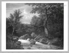 Torrent in the woods by Johann Wilhelm Schirmer