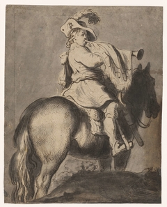 Trompetter te paard by Jan Lievens