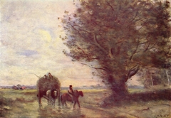 Hay wagon by Jean-Baptiste-Camille Corot