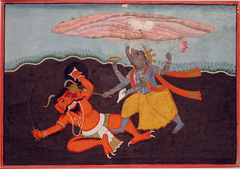 Varaha kills the demon Hiranyaksha by Anonymous